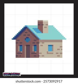 low poly art of pixel house