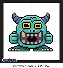 low poly art of pixel monster zombie