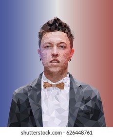Low poly art, polygon art. Men portrait