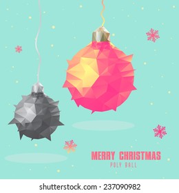 low poly art style Christmas ball polygonal design 