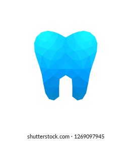 low poly art tooth icon - modern dental logo design vector