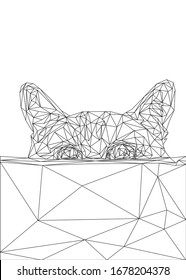 Low poly art vector of a cat in black color wireframe. Animal triangle geometric illustration. Abstract polygonal art. With white background. Ideal for illustration, posters or t-shirts.