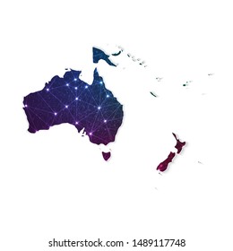 Low poly Australia continent map in geometric polygonal on white background. Vector Illustration Eps10.