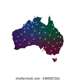 Low poly Australia map in geometric polygonal on white background. Vector Illustration Eps10.