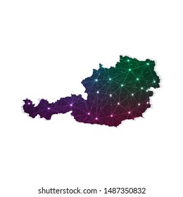 Low poly Austria map in geometric polygonal on white background. Vector Illustration Eps10.