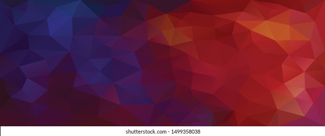 Low poly background facet triangular red purplle blue banner background