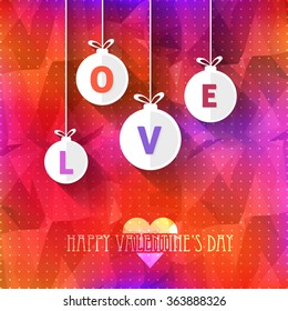 Low Poly Background and Hanging Love Text Design