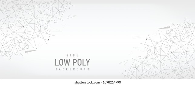 Low poly background network connection vector banner design with line and dots
