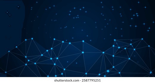 Low Poly Background on Dark Blue Gradient – Modern, Geometric, and Minimalist Abstract Design for Digital Art, 3D Modeling, Wallpapers, and Futuristic Graphics
