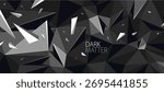 Low poly background with particles debris in motion vector design, 3D dynamic surface with debris explosion, triangular elements flying over polygonal backdrop.