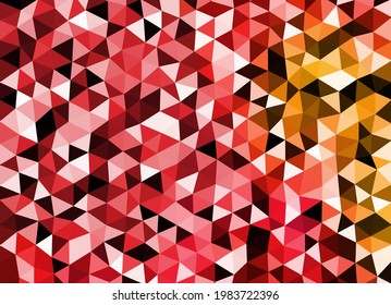Low poly background in red pink orange yellow color