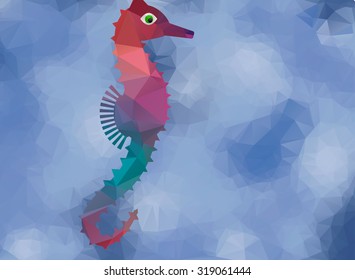 low poly background seahorse