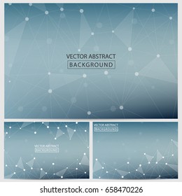 Low Poly Backgrounds from Geometric Shapes, Triangles of Points of Lines. Vector abstract illustration on theme Science, Medicine, Business, Biology and Technology.