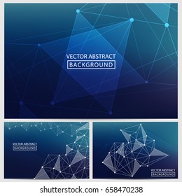 Low Poly Backgrounds from Geometric Shapes, Triangles of Points of Lines. Vector abstract illustration on theme Science, Medicine, Business, Biology and Technology.