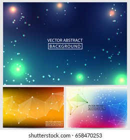 Low Poly Backgrounds from Geometric Shapes, Triangles of Points of Lines. Vector abstract illustration on theme Science, Medicine, Business, Biology and Technology.