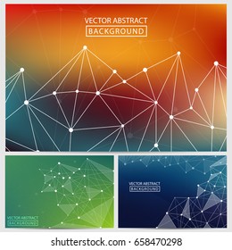 Low Poly Backgrounds from Geometric Shapes, Triangles of Points of Lines. Vector abstract illustration on theme Science, Medicine, Business, Biology and Technology.