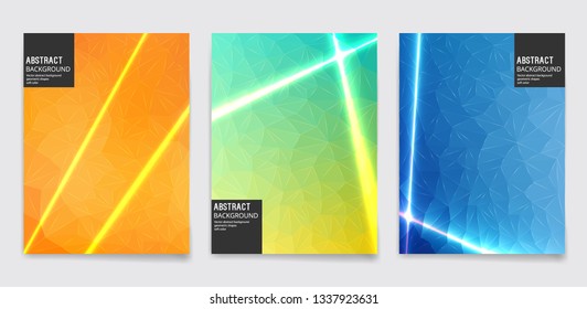 Low Poly Backgrounds with Laser Beams. Modern Design Set, Abstract Backgrounds
