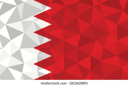 Low poly Bahrain flag vector illustration. Triangular Bahraini flag graphic. Bahrain country flag is a symbol of independence.