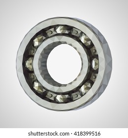 Low poly ball bearing. Polygon vector illustration.