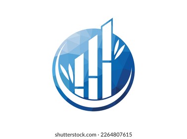 Diseño de logotipo de polos bajos y bambú Financial, plantilla de diseño de vectores