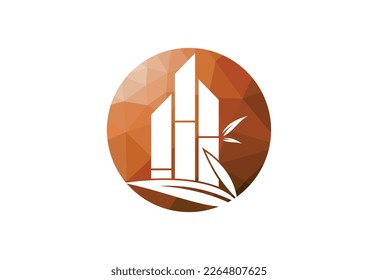 Low Poly and Bamboo Financial logo design, Vector design template