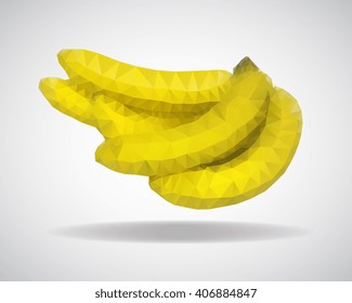 low poly banana, yellow bananas from triangles