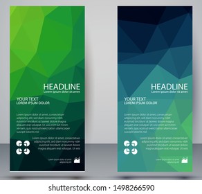Low poly Banner Vertical, polygonal  Modern Background natural gradient Wallpaper Business, Roll Up Standee Office, Company, Modern card template for web, landing page, cover, ad, publication,