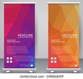 Low poly Banner Vertical, polygonal  Modern Background natural gradient Wallpaper Business, Roll Up Standee Office, Company, Modern card template for web, landing page, cover, ad, publication,