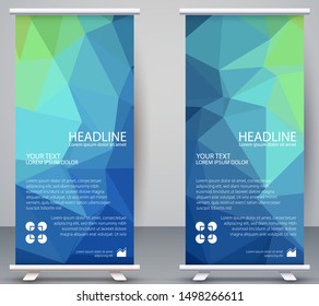 Low poly Banner Vertical, polygonal  Modern Background natural gradient Wallpaper Business, Roll Up Standee Office, Company, Modern card template for web, landing page, cover, ad, publication,
