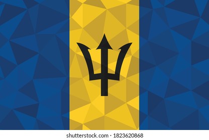 Low poly Barbados flag vector illustration. Triangular Barbadian flag graphic. Barbados country flag is a symbol of independence.