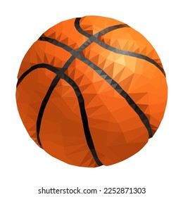 Low Poly Basket Ball Design - It Is Good For Your Flat Sport Design - Polygonal Orange Basket Ball