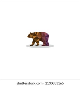 Low poly bear silhouettes from geometric triangular form colorful animals zoo origami vector pictures illustration polygonal vector.