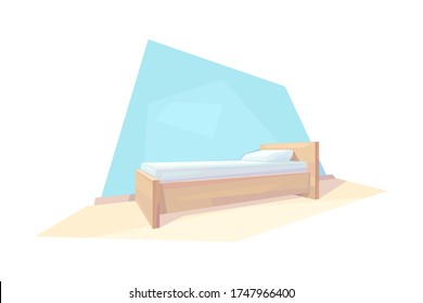 cama de baja polilla, habitación interior, mobiliario aislado, vector, ilustración
