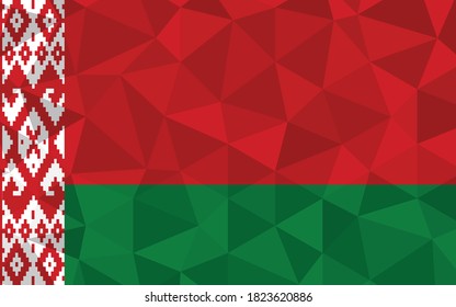 Low poly Belarus flag vector illustration. Triangular Belarusian flag graphic. Belarus country flag is a symbol of independence.