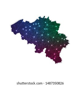 Low poly Belgium map in geometric polygonal on white background. Vector Illustration Eps10.