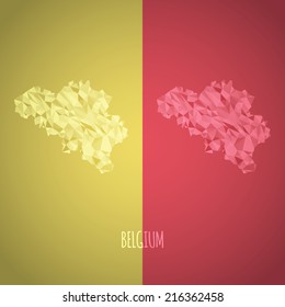 Low Poly Belgium Map with National Colors - Infographic - Vector Illustration