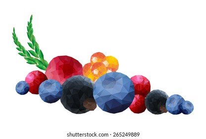 Low poly berries border and frames.