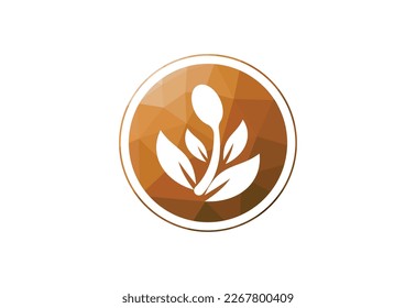 Low Poly and Bio food logo design, Vector design template
