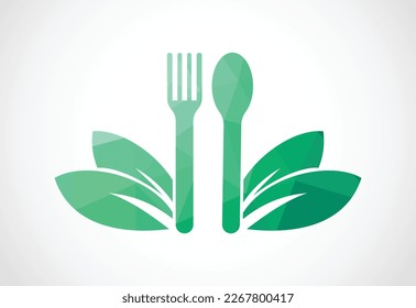 Low Poly and Bio food logo design, Vector design template
