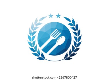 Low Poly and Bio food logo design, Vector design template
