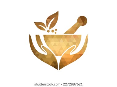 Low Poly and Biotechnology logo design, Vector design template
