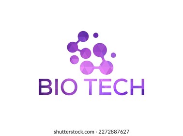 Low Poly and Biotechnology logo design, Vector design template
