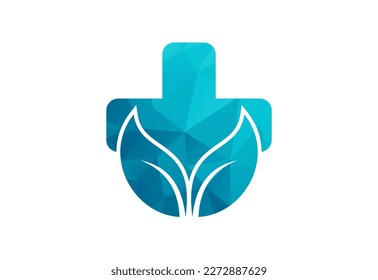 Low Poly and Biotechnology logo design, Vector design template
