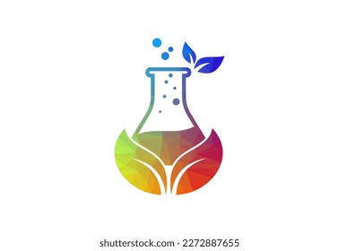 Low Poly and Biotechnology logo design, Vector design template
