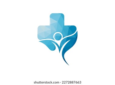 Low Poly and Biotechnology logo design, Vector design template
