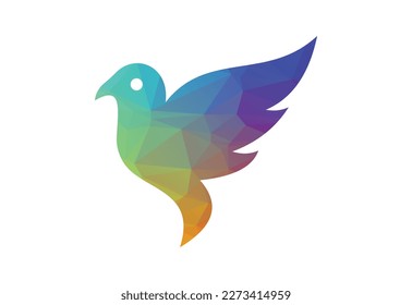 Low Poly and Bird logo design, Vector design template