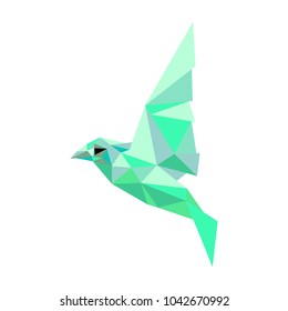 Low poly bird. Polygonal logo.