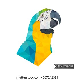low poly bird. Vector Low Poly, Polygonal. colorful low polygon parrot vector illustration