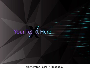 Low poly black dark-grey abstract background, polygonal shapes background triangles mosaic, for web and print, dark crystals backdrop with red yellow  and purple neon lights.