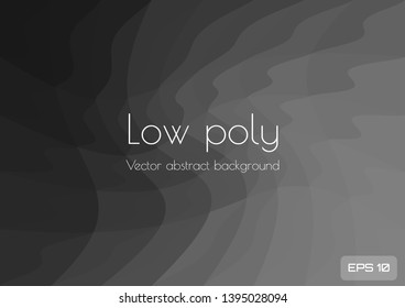 Low poly black gray abstract background. Geometric triangulation consisting of triangles with space for text. Textured template. Vector illustration.